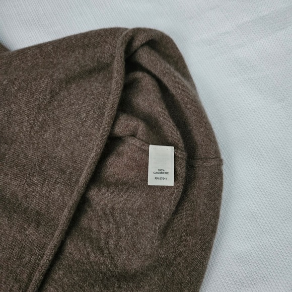 J.Jill 100% Cashmere Cowl Neck Tunic Sweater Women L Brown Short Sleeve Neutral - Picture 6 of 8